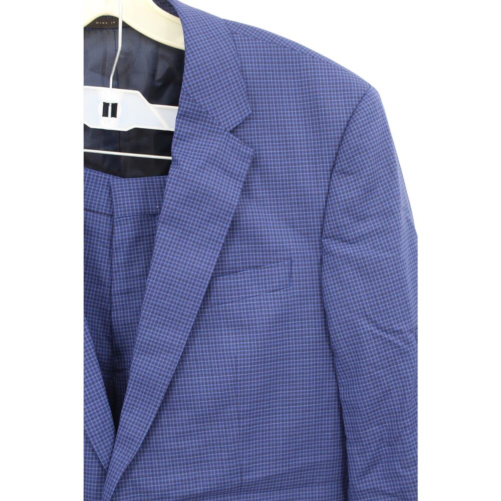 Boss Hugo Boss Suit 38R Blue Plaid Drago Slim Fit Super 130 Virgin Wool